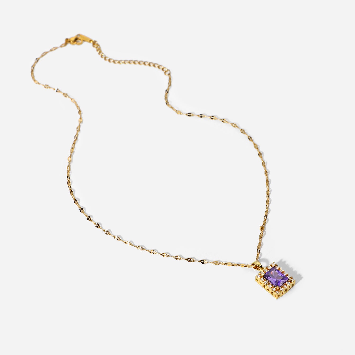 Fyrkantig Violett Cubic Zircon Halsband