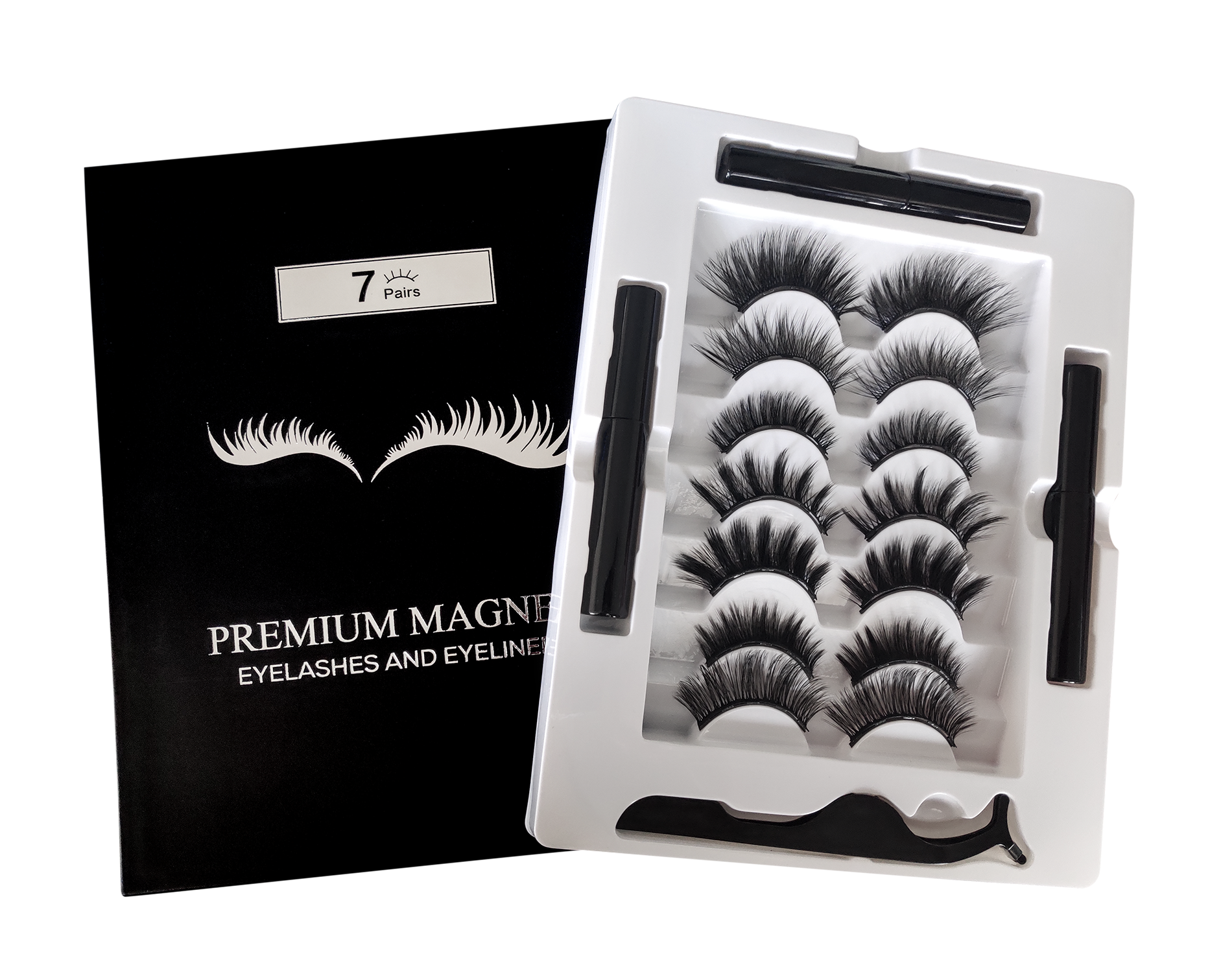 Magnetiska Ögonfransar 7 Par & 3 st Eyeliners Pack